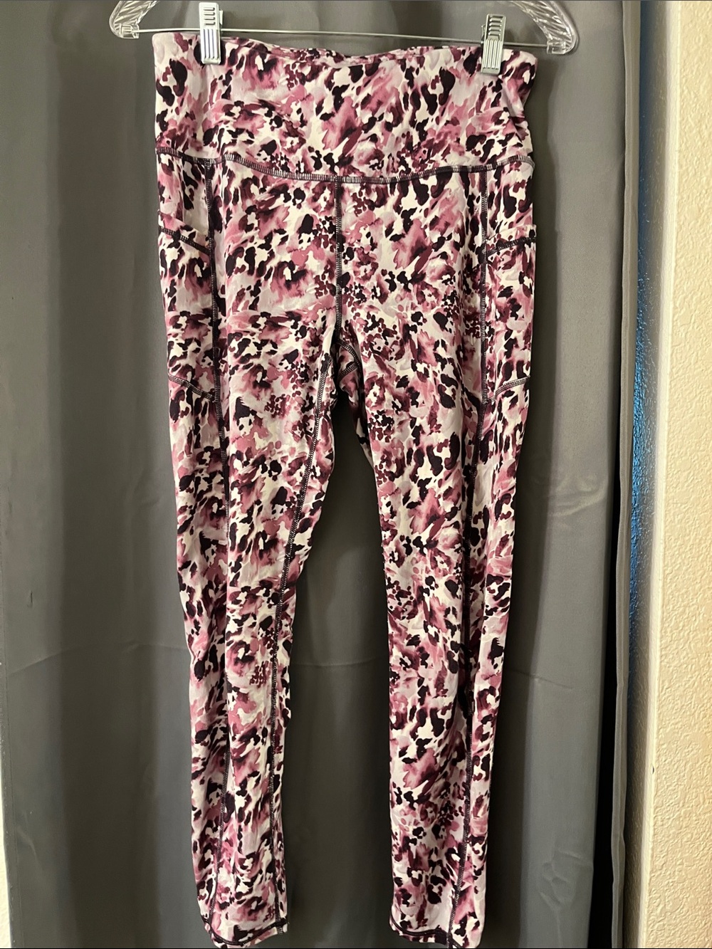 GAIAM Purple and Black Animal-Print Leggings